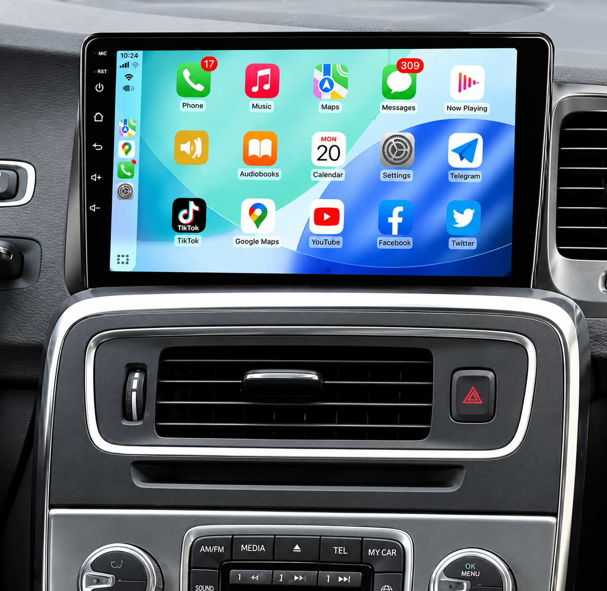 Pantalla CarPlay/Android Volvo S60 (2004-2009) — Pantalla táctil HD inalámbrica
