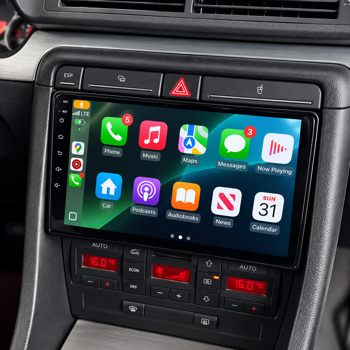Écran CarPlay/Android Audi A4 (2000-2009) — Écran HD tactile sans fil