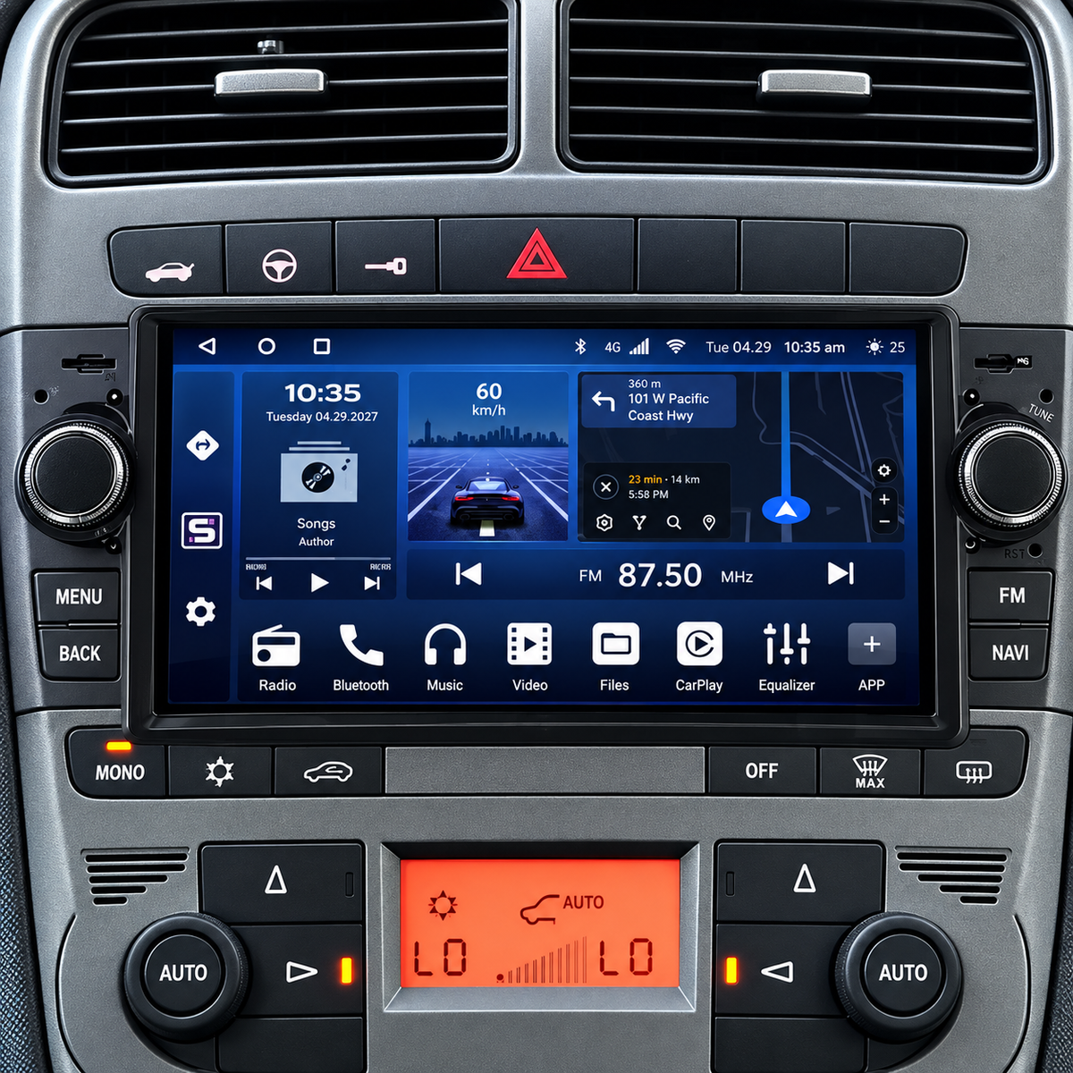 Écran CarPlay/Android Fiat Linea (2012-2015) — Écran HD tactile sans fil