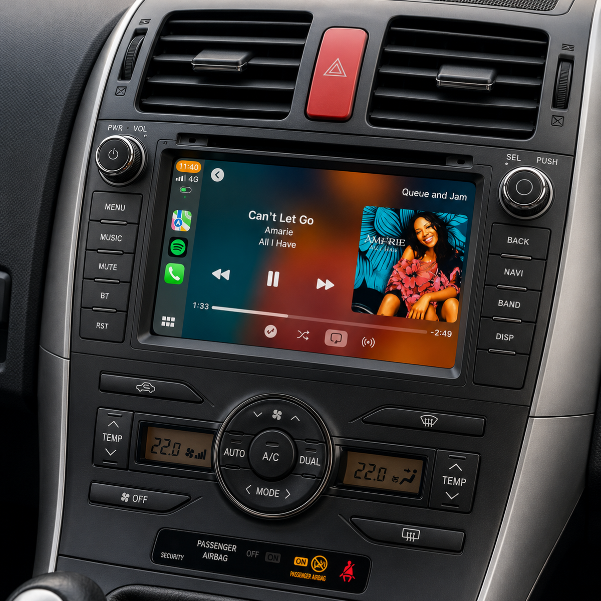 Écran CarPlay/Android Toyota Auris E150 (2006-2012) — Écran HD tactile sans fil