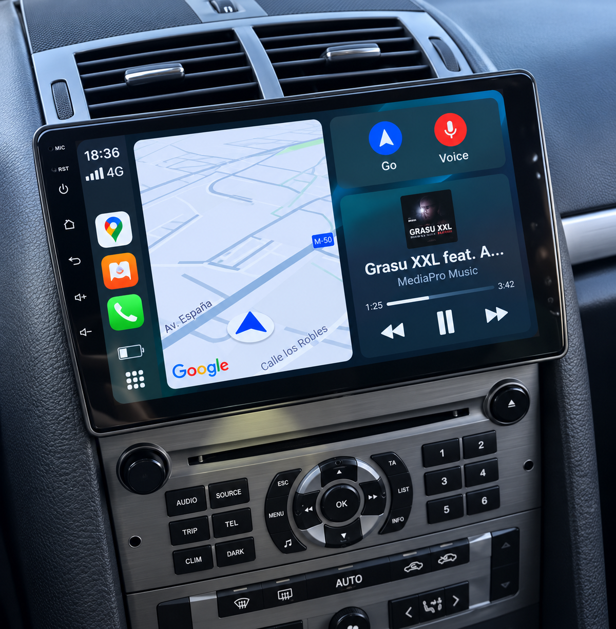 Écran CarPlay/Android Peugeot 407 (2004-2011) — Écran HD tactile sans fil