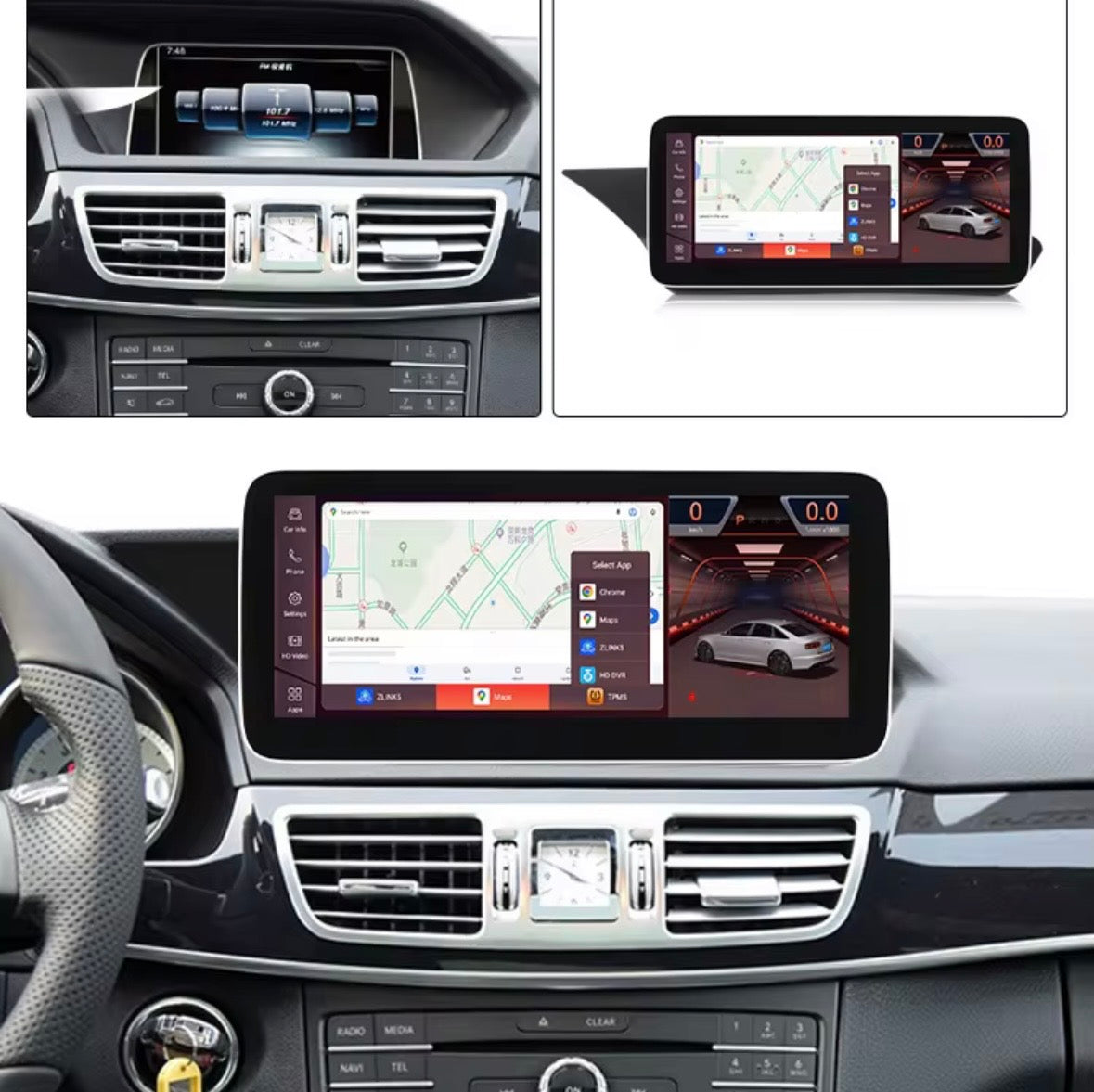 Écran CarPlay/Android Mercedes Classe-E W212 (2009-2016) — Écran HD tactile sans fil