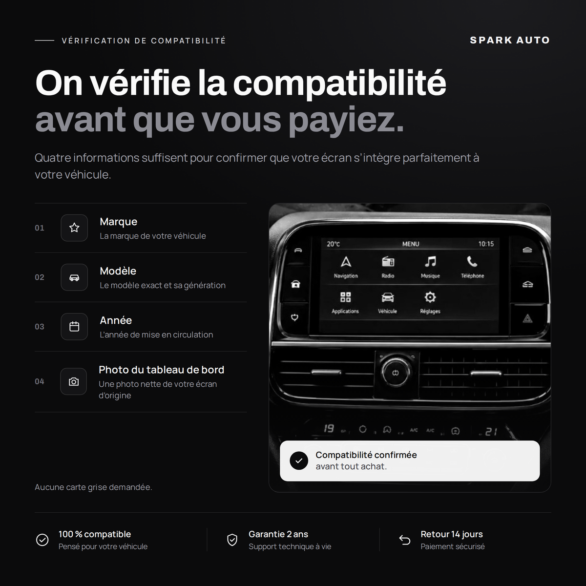 Vérification de compatibilité écran CarPlay Mercedes GLC X253 — Spark Auto