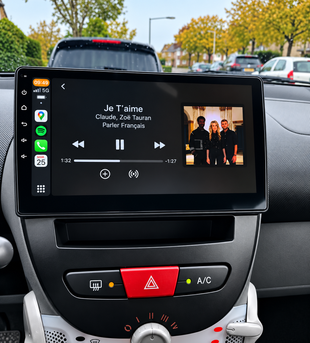 Écran CarPlay/Android Peugeot 107 (2005-2014) — Écran HD tactile sans fil