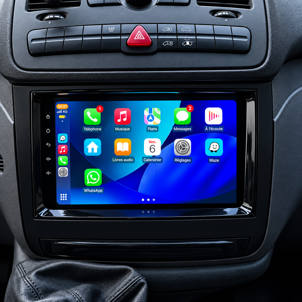 Écran CarPlay/Android Mercedes Vito / Viano (2003-2015) — Écran HD tactile sans fil