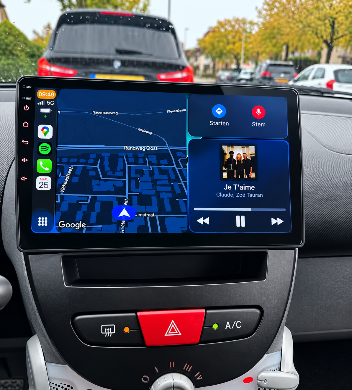 Écran CarPlay/Android Peugeot 107 (2005-2014) — Écran HD tactile sans fil