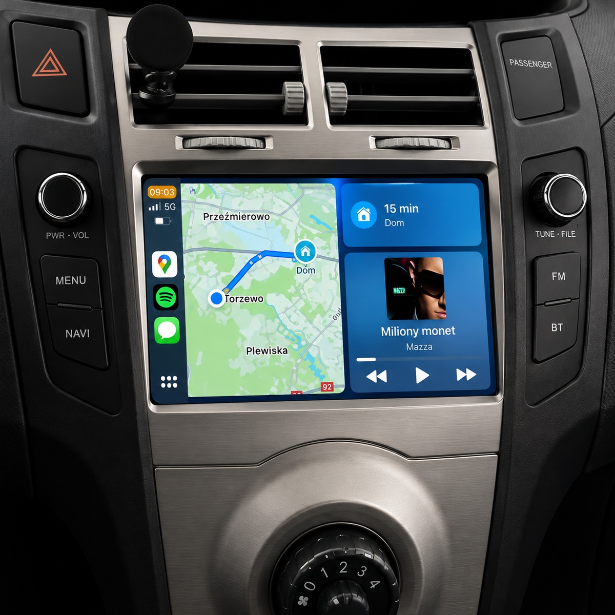 Pantalla CarPlay/Android Toyota Yaris (2005-2012) — Pantalla táctil HD inalámbrica