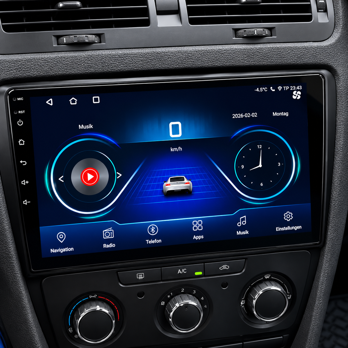 Écran CarPlay/Android Skoda Octavia 2 (2004-2013) — Écran HD tactile sans fil