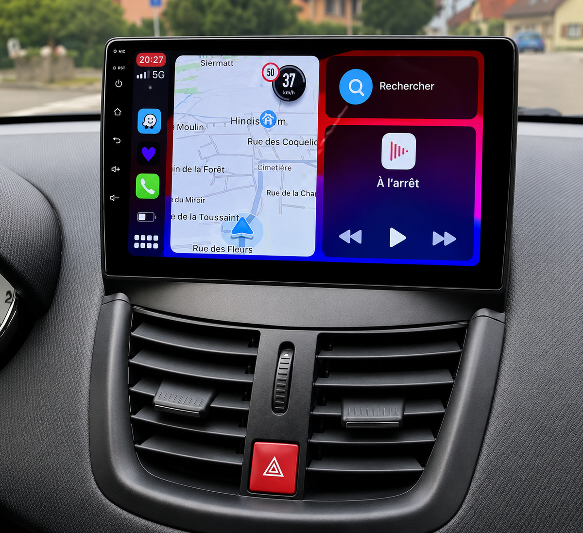 Écran CarPlay/Android Peugeot 207 (2006-2015) — Écran HD tactile sans fil