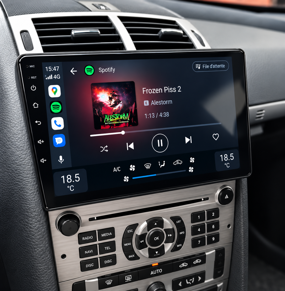 Écran CarPlay/Android Peugeot 407 (2004-2011) — Écran HD tactile sans fil