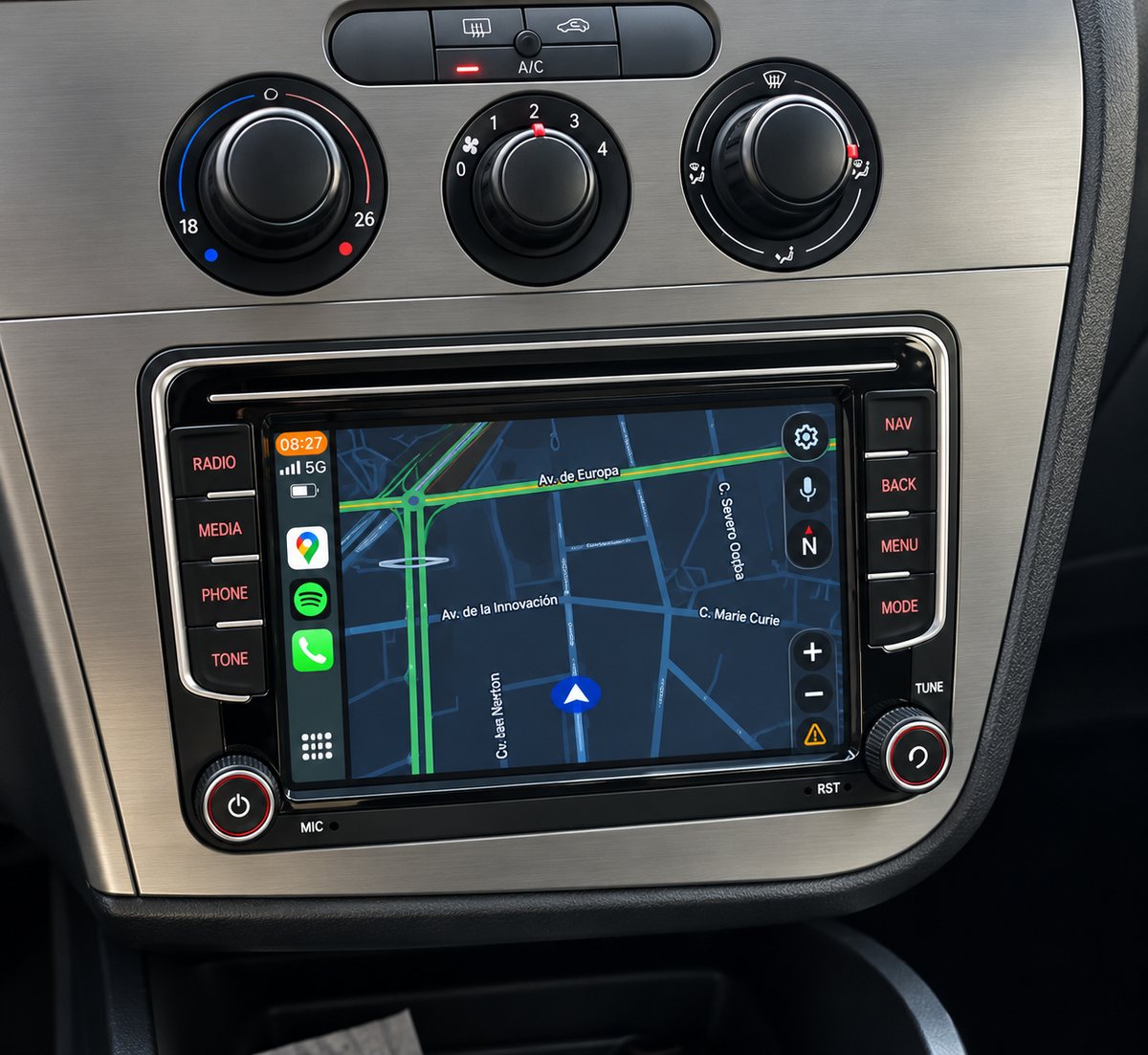 Écran CarPlay/Android Seat Leon 2 (2005-2012) — Écran HD tactile sans fil