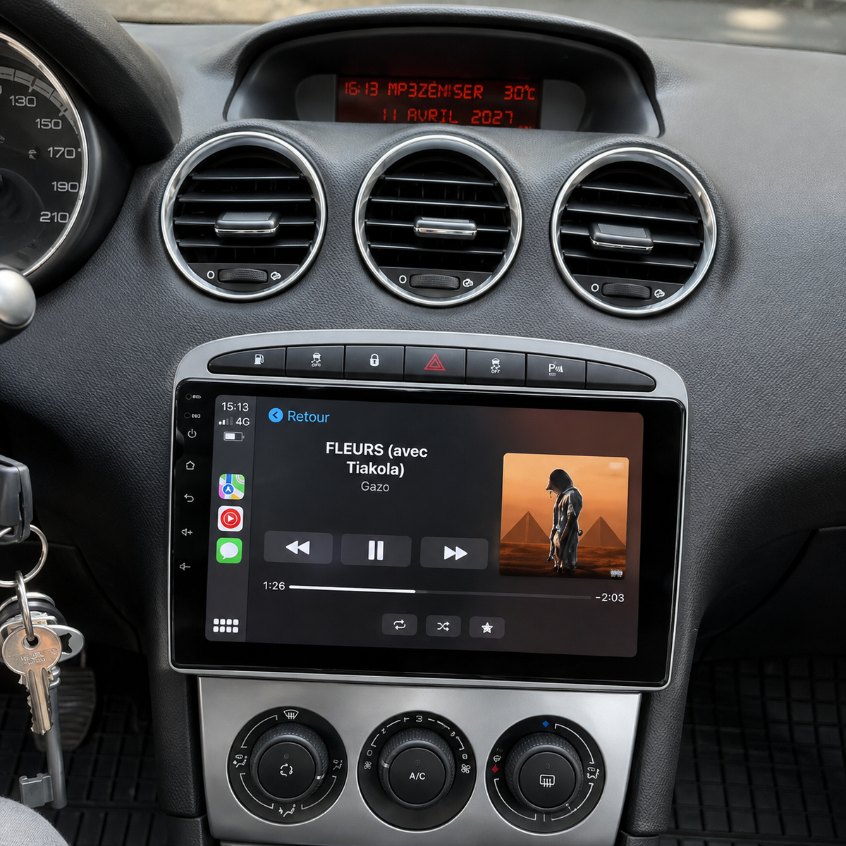 Écran CarPlay/Android Peugeot 308 / SW (2007-2015) — Écran HD tactile sans fil