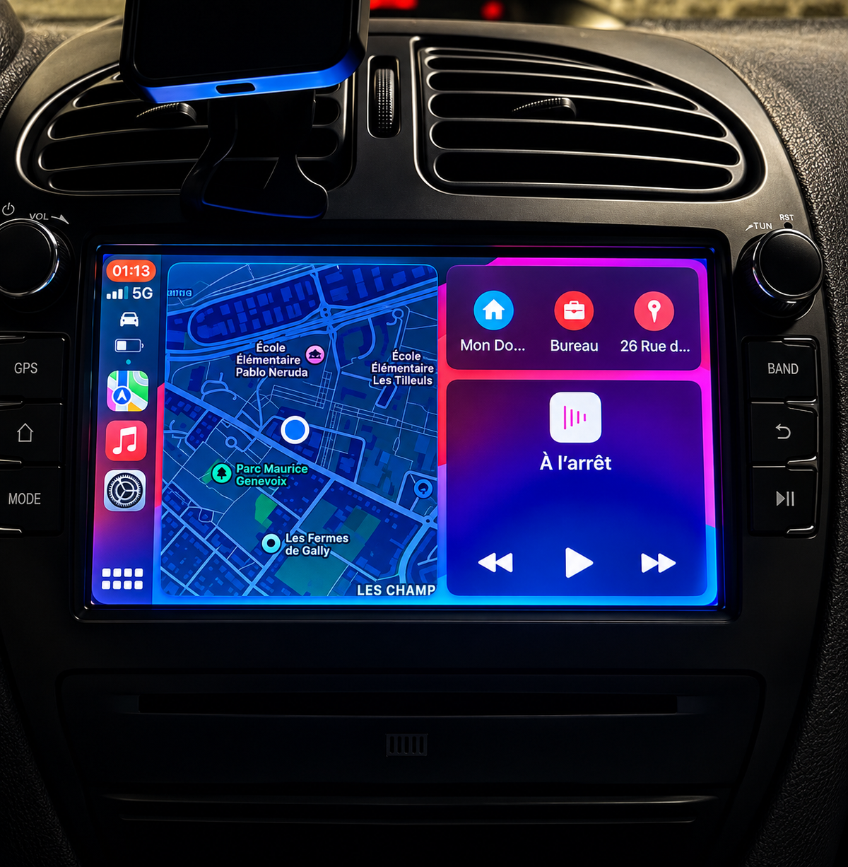 Écran CarPlay/Android Peugeot 206 (2001-2008) — Écran HD tactile sans fil