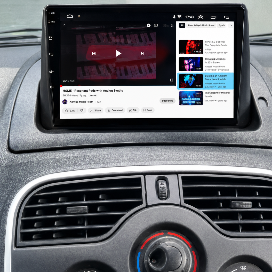 Écran CarPlay/Android Renault Kangoo (2008-2018) — Écran HD tactile sans fil
