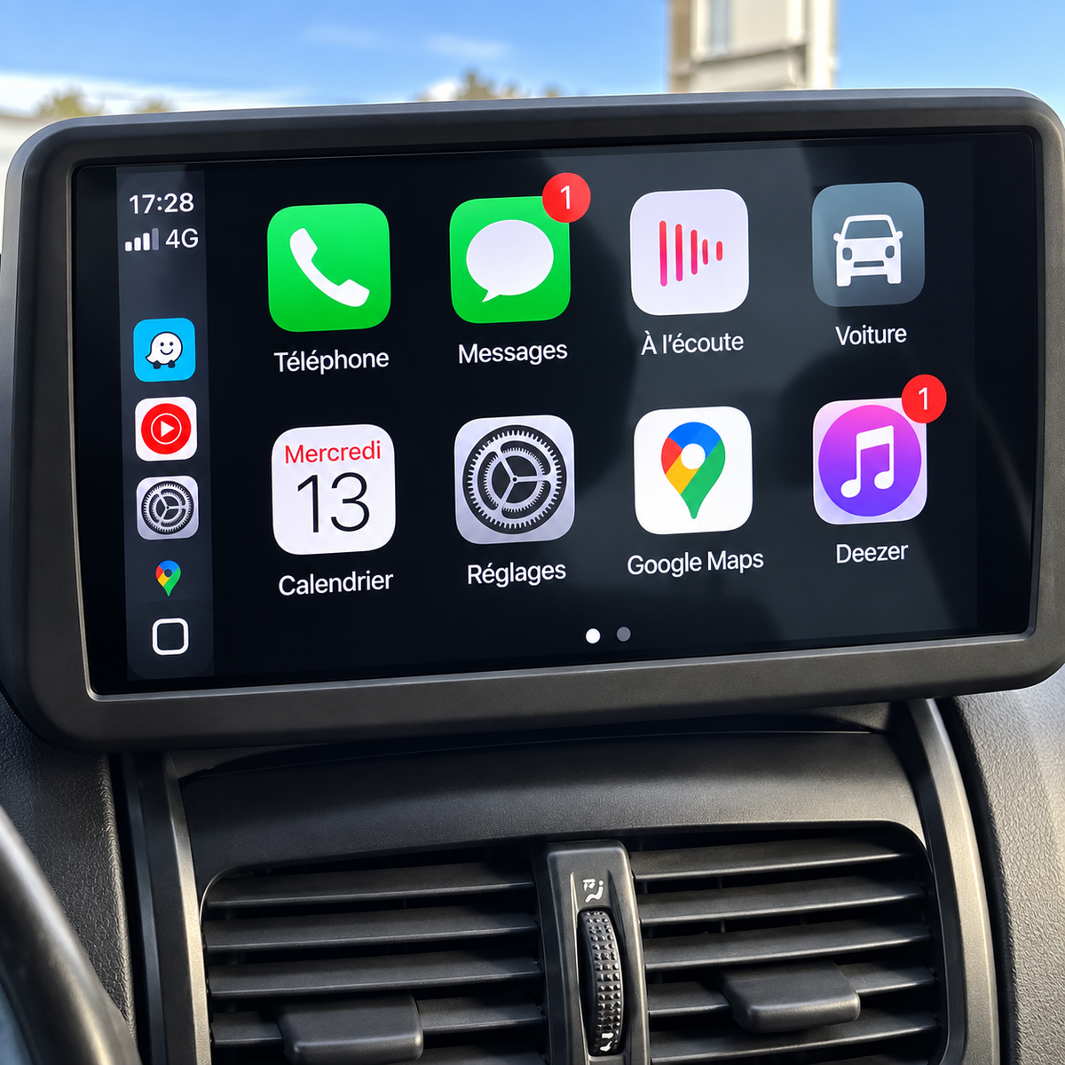 Écran CarPlay/Android Renault Clio 2 (2000-2012) — Écran HD tactile sans fil