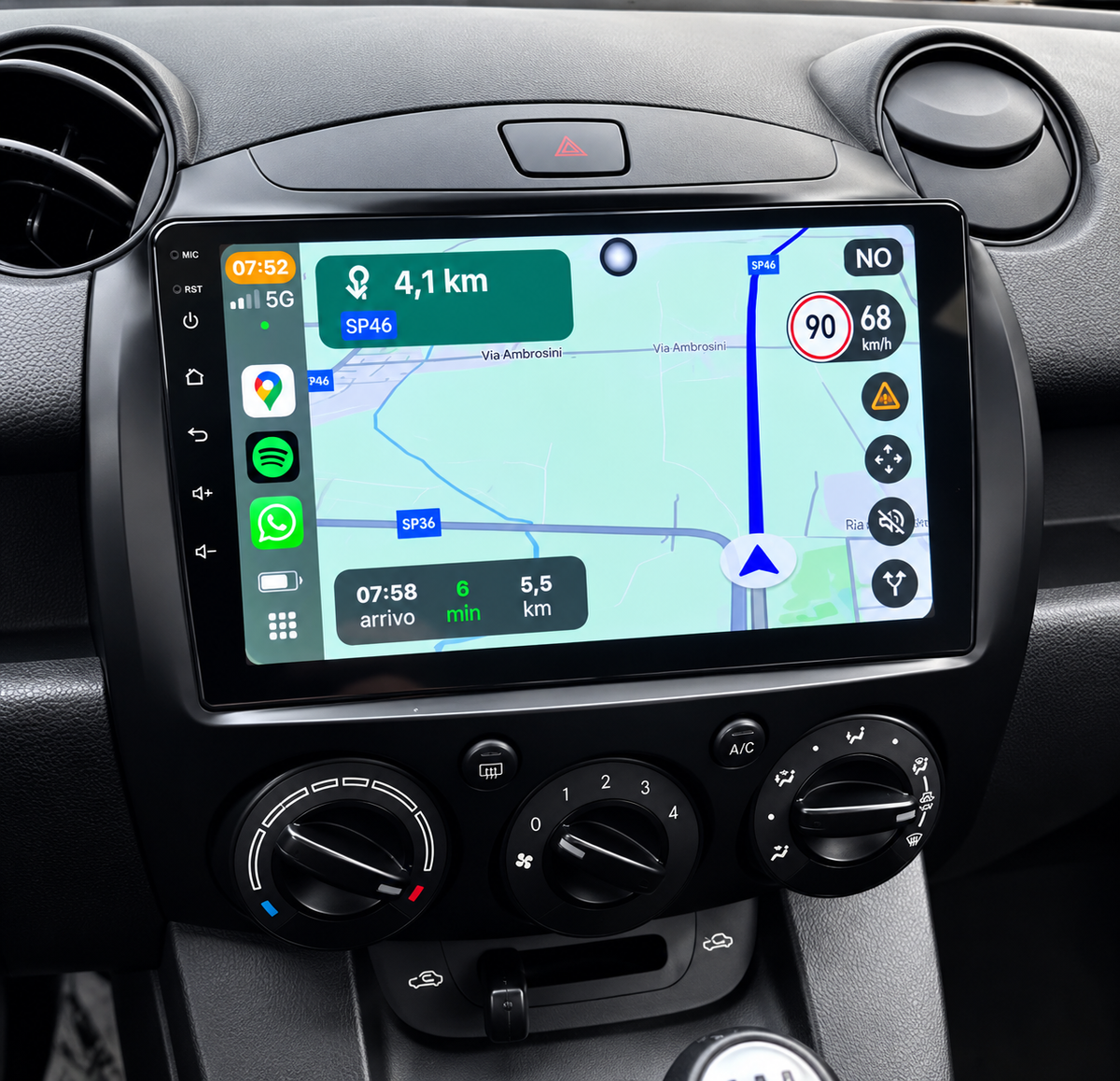 Écran CarPlay/Android Mazda 2 (2007-2014) — Écran HD tactile sans fil