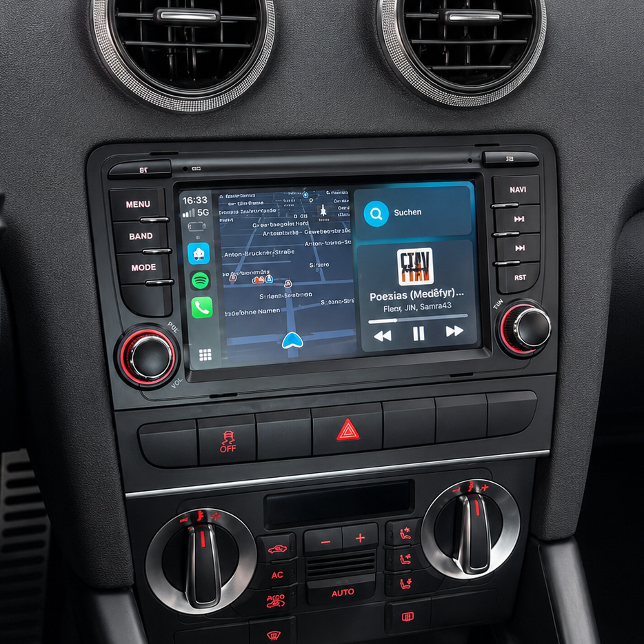 Écran CarPlay/Android Audi A3 (2003-2013) — Écran HD tactile sans fil