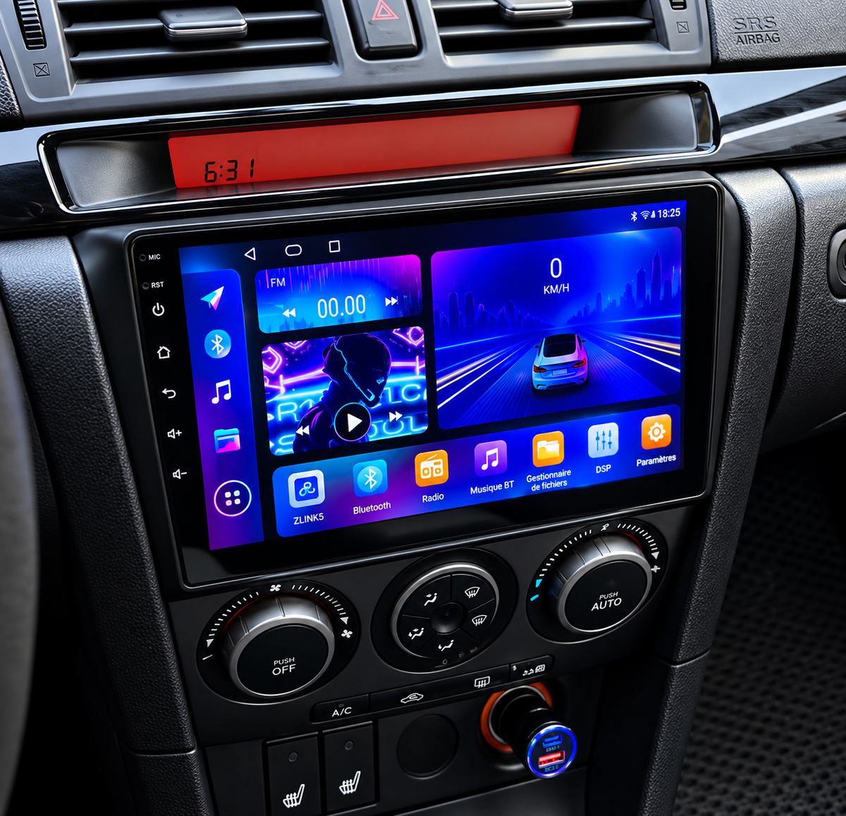 Écran CarPlay/Android Mazda 3 (2004-2009) — Écran HD tactile sans fil