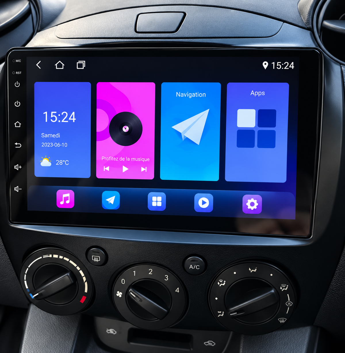 Écran CarPlay/Android Mazda 2 (2007-2014) — Écran HD tactile sans fil