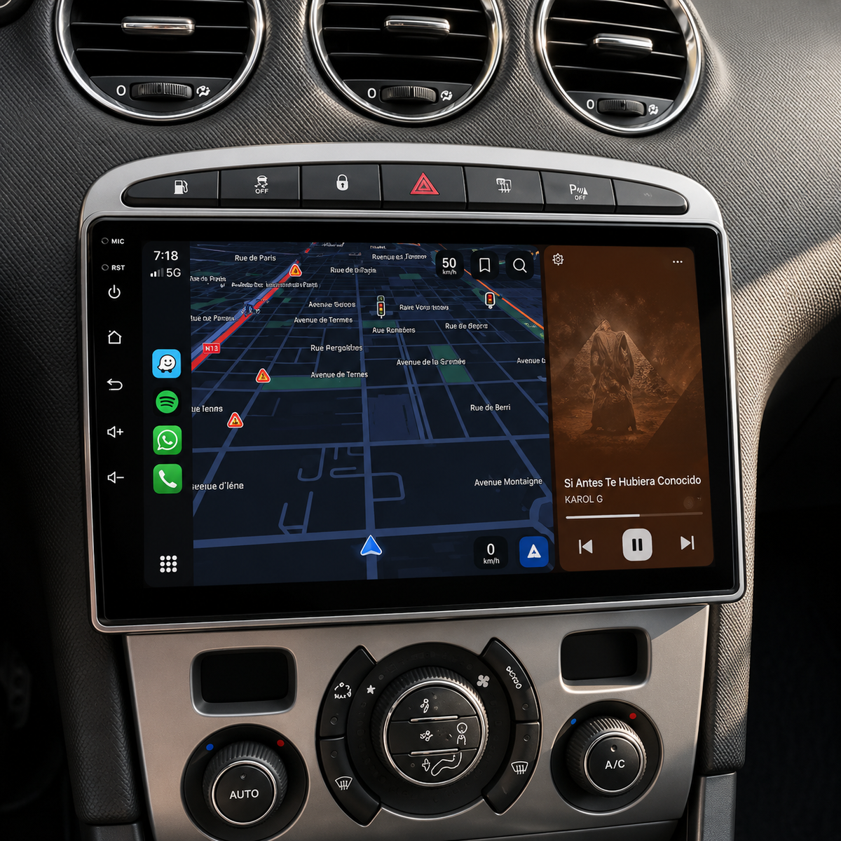 Écran CarPlay/Android Peugeot 308 / SW (2007-2015) — Écran HD tactile sans fil