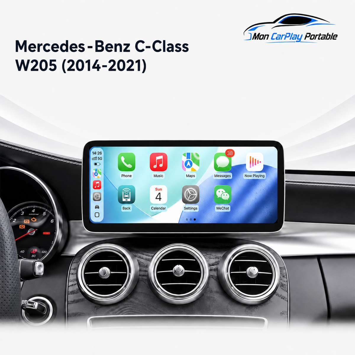 Écran CarPlay Android Auto Mercedes Classe C W205 (2014-2021) — Spark Auto