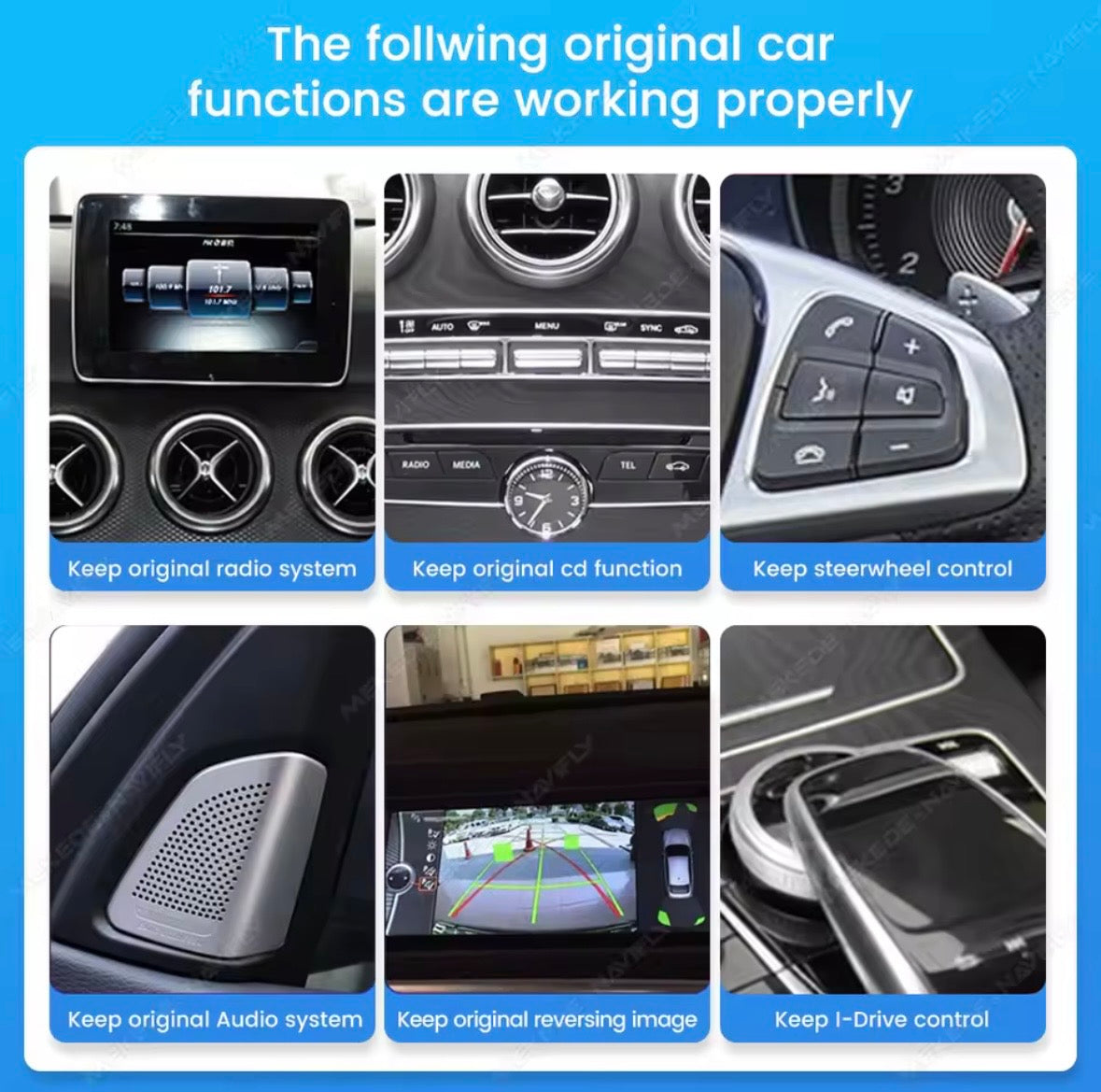 Écran CarPlay/Android Mercedes Classe GLA X156 (2014-2015) — Écran HD tactile sans fil