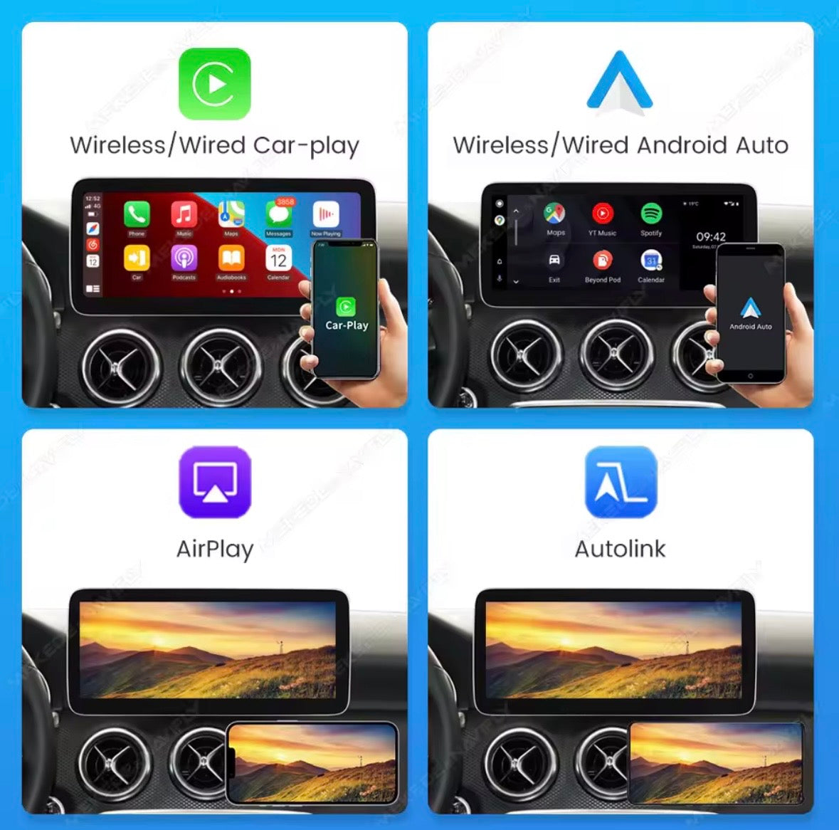 Écran CarPlay/Android Mercedes Classe GLA X156 (2014-2015) — Écran HD tactile sans fil