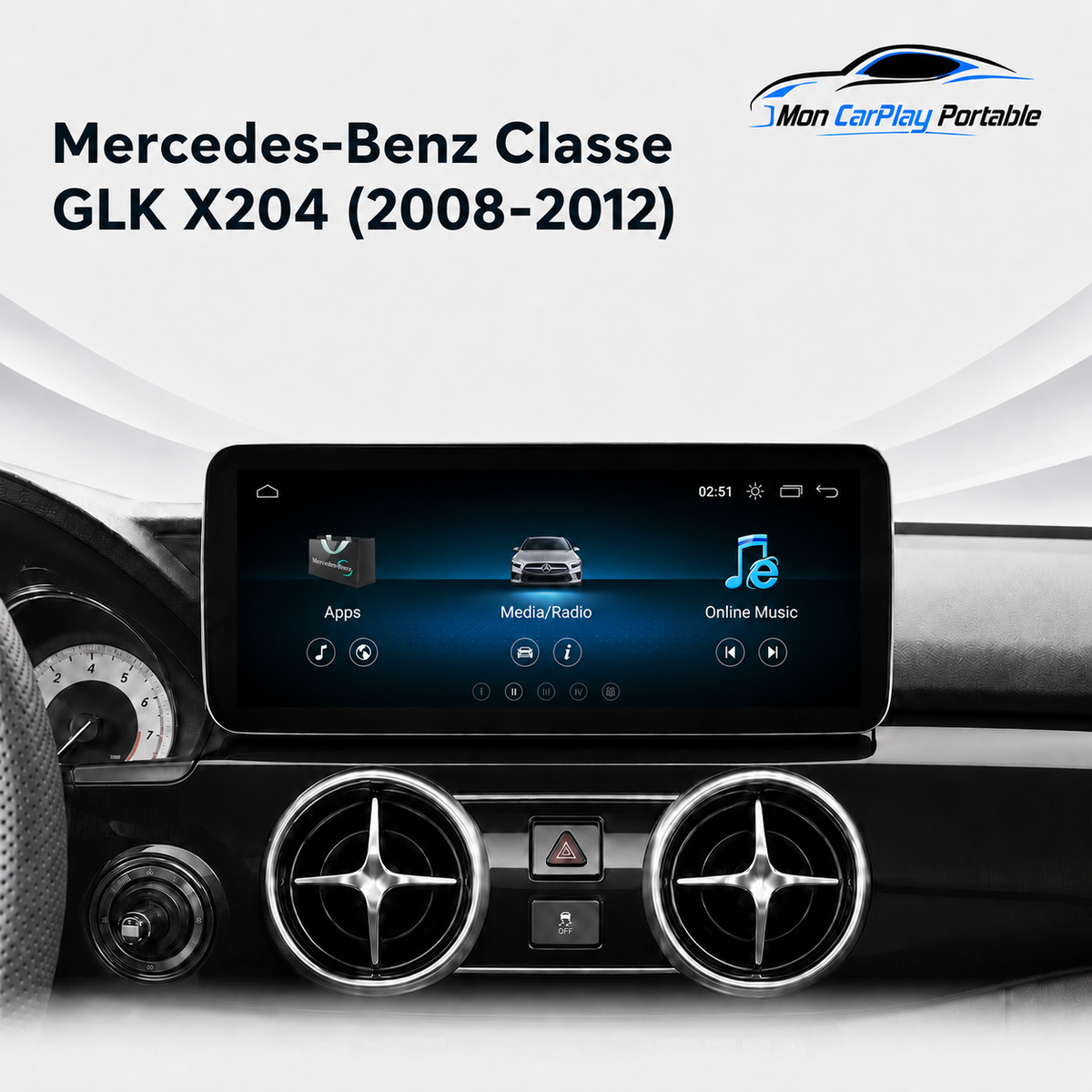 Écran CarPlay Android Auto Mercedes Classe GLK X204 (2008-2012) — Spark Auto