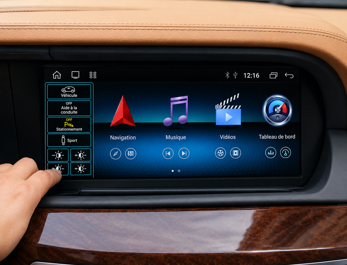Écran CarPlay/Android Mercedes Classe S W221 (2006-2009) — Écran HD tactile sans fil