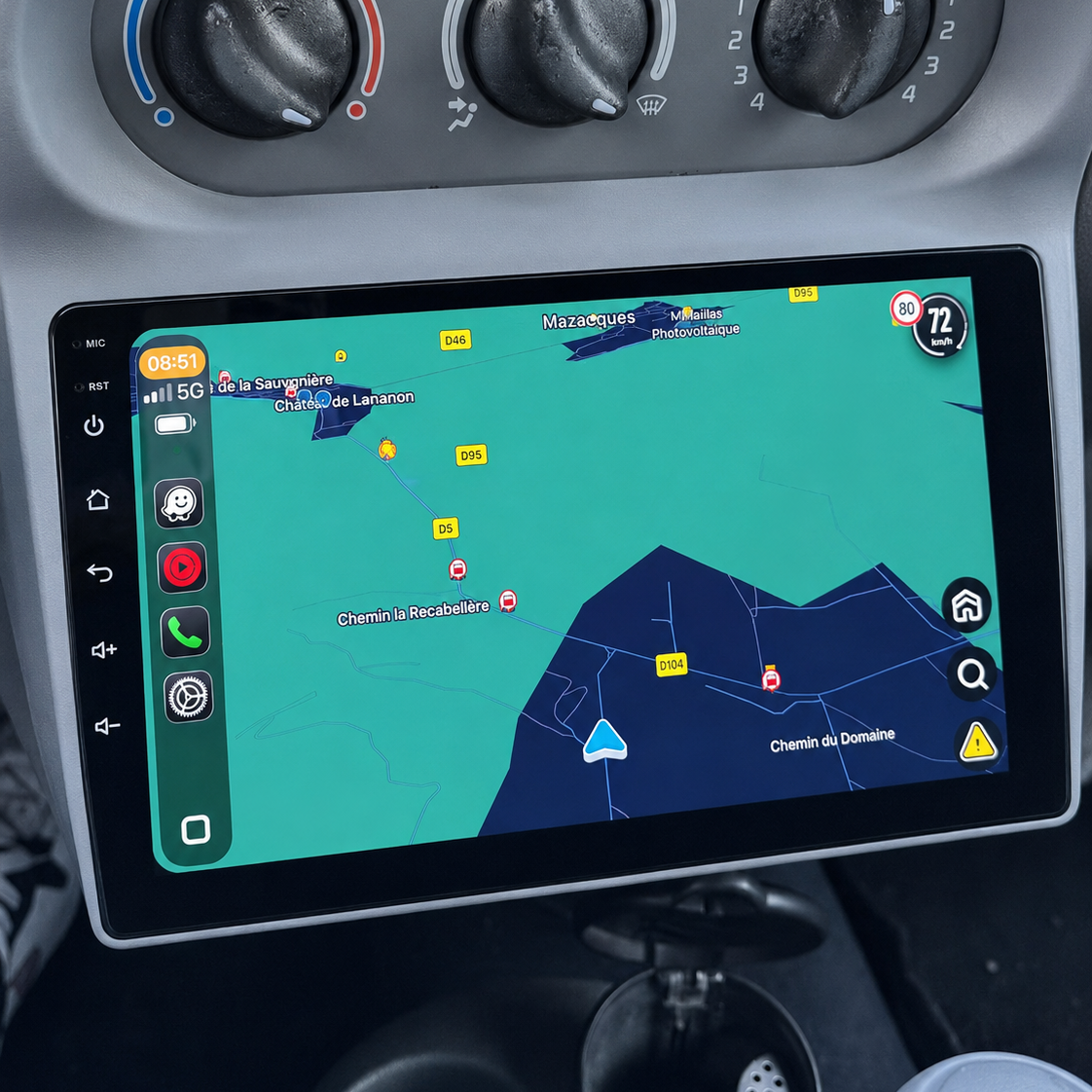 Écran CarPlay/Android Renault Twingo 2 (2005-2013) — Écran HD tactile sans fil